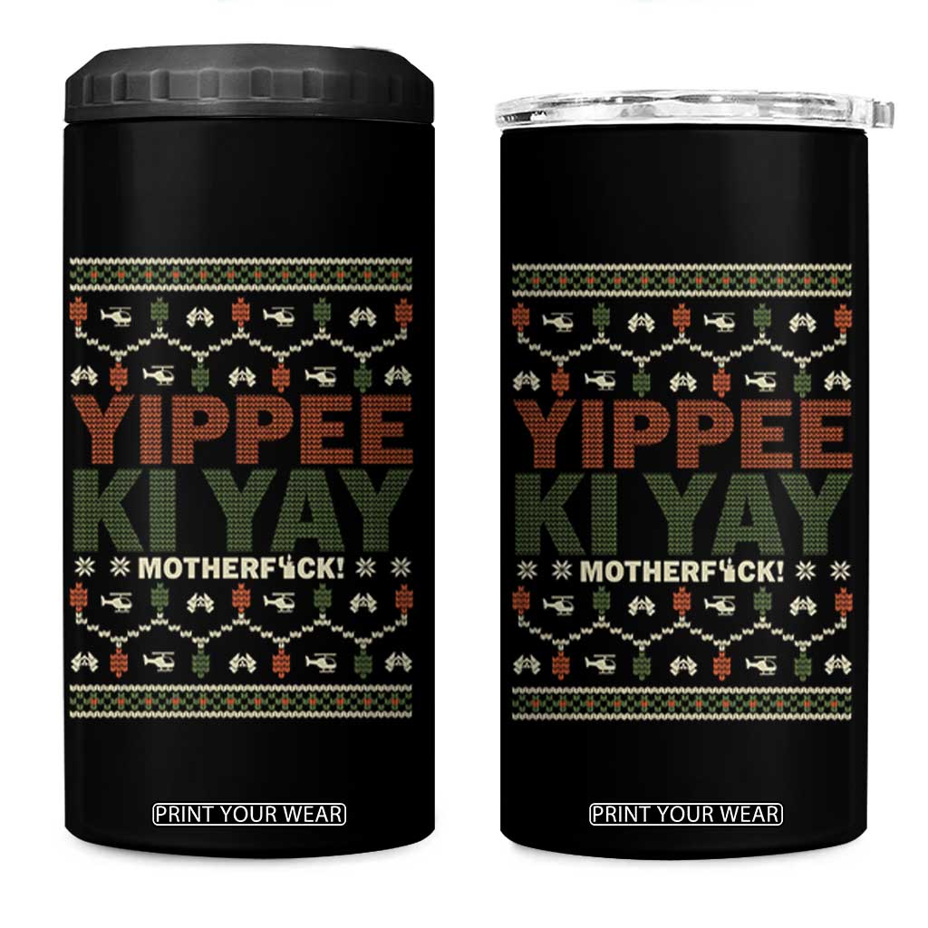 Yippee Ki Yay 4 in 1 Can Cooler Tumbler Retro 80's Movie Xmas Gift Ugly Christmas TS10 One Size: 16 oz Black Print Your Wear