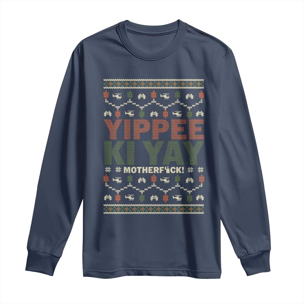 Yippee Ki Yay Long Sleeve Shirt Retro 80's Movie Xmas Gift Ugly Christmas TS10 Navy Print Your Wear