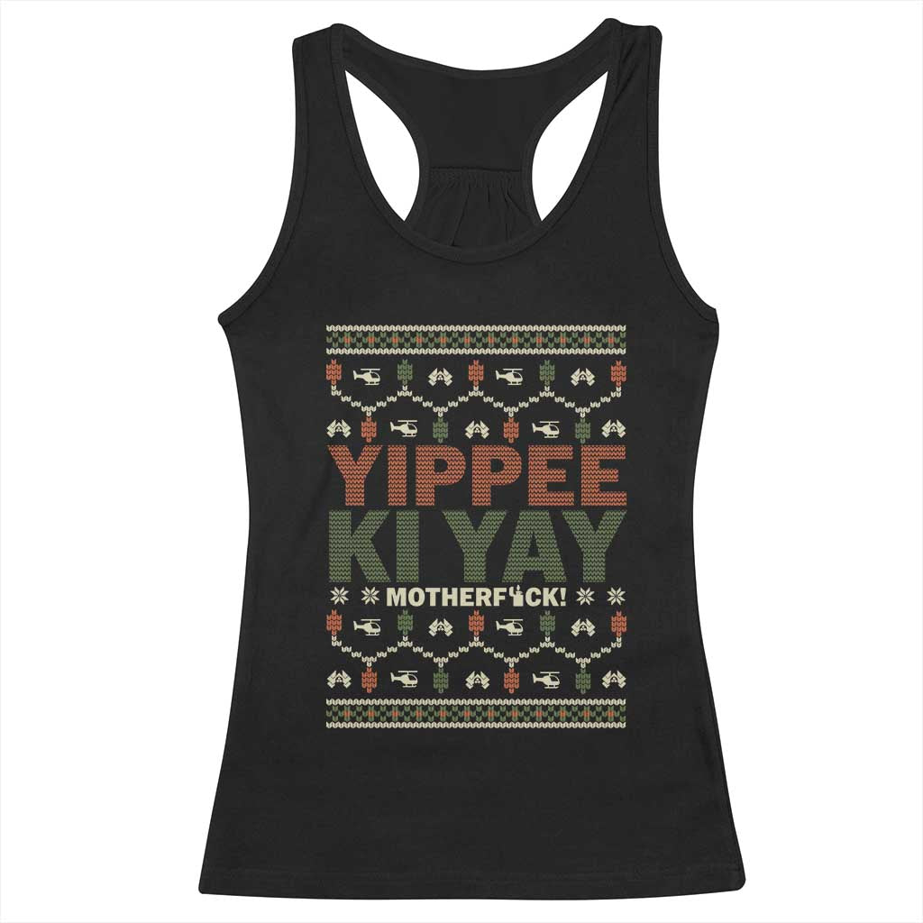 Yippee Ki Yay Racerback Tank Top Retro 80's Movie Xmas Gift Ugly Christmas - Print Your Wear