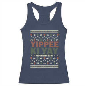 Yippee Ki Yay Racerback Tank Top Retro 80's Movie Xmas Gift Ugly Christmas TS10 Navy Print Your Wear