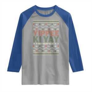 Yippee Ki Yay Raglan Shirt Retro 80's Movie Xmas Gift Ugly Christmas TS10 Sport Gray Royal Print Your Wear