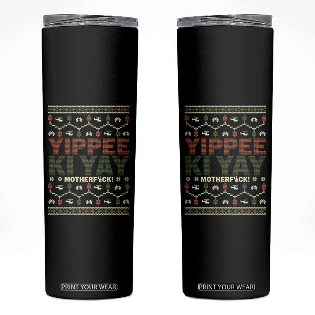 Yippee Ki Yay Skinny Tumbler Retro 80's Movie Xmas Gift Ugly Christmas TS10 Black Print Your Wear