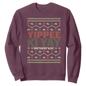 Yippee Ki Yay Sweatshirt Retro 80's Movie Xmas Gift Ugly Christmas TS10 Maroon Print Your Wear