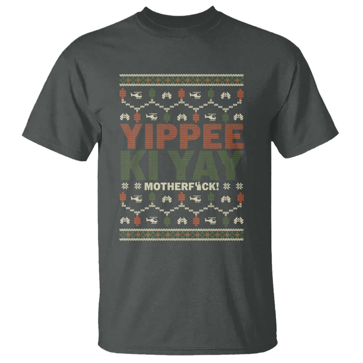 Yippee Ki Yay T Shirt Retro 80's Movie Xmas Gift Ugly Christmas TS10 Dark Heather Print Your Wear