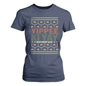 Yippee Ki Yay T Shirt For Women Retro 80's Movie Xmas Gift Ugly Christmas TS10 Navy Print Your Wear