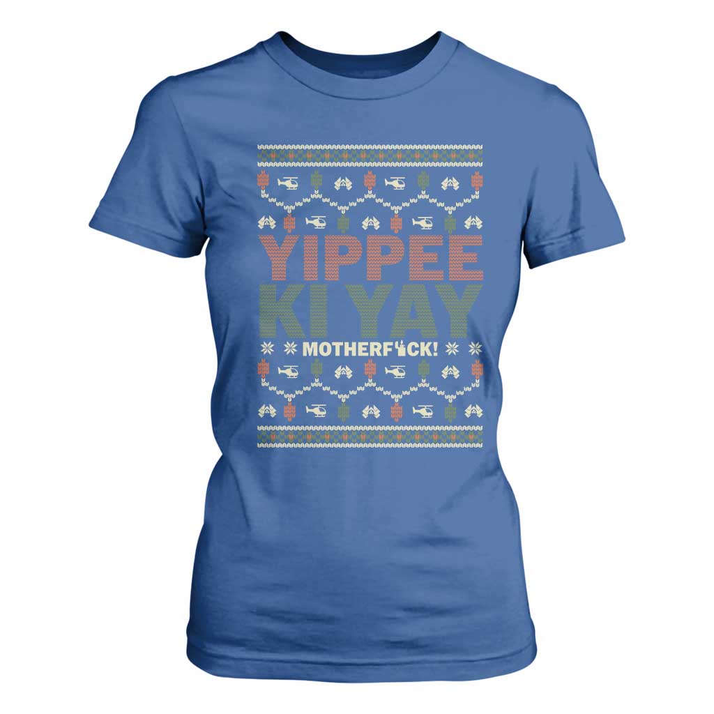 Yippee Ki Yay T Shirt For Women Retro 80's Movie Xmas Gift Ugly Christmas TS10 Royal Blue Print Your Wear