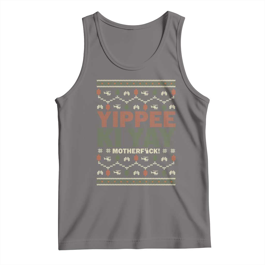 Yippee Ki Yay Tank Top Retro 80's Movie Xmas Gift Ugly Christmas TS10 Deep Heather Print Your Wear