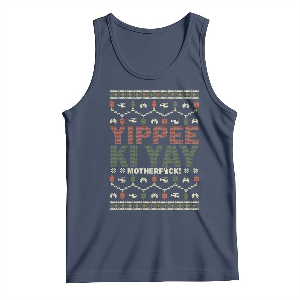 Yippee Ki Yay Tank Top Retro 80's Movie Xmas Gift Ugly Christmas TS10 Navy Print Your Wear