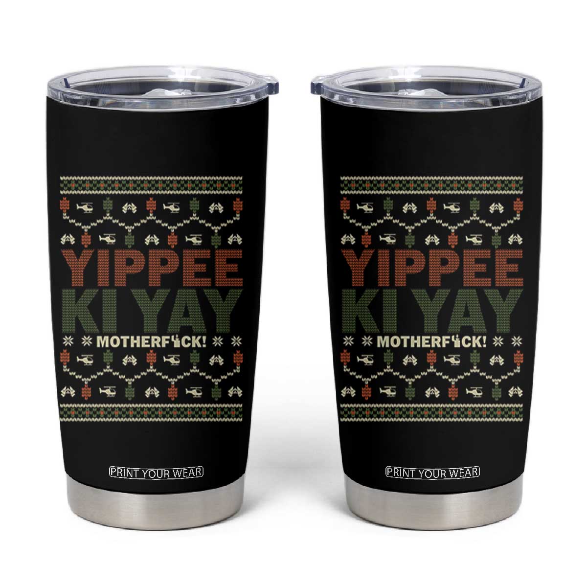 Yippee Ki Yay Tumbler Cup Retro 80's Movie Xmas Gift Ugly Christmas TS10 Black Print Your Wear