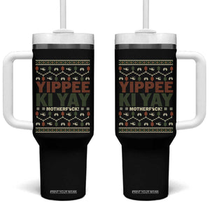 Yippee Ki Yay Tumbler With Handle Retro 80's Movie Xmas Gift Ugly Christmas TS10 One Size: 40 oz Black Print Your Wear