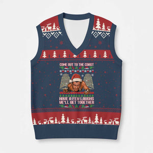 Nakatomi Plaza Party 1988 V-Neck Knit Sweater Vest Come Out To The Coast Mcclane Ugly Xmas TS10 Navy Red Print Your Wear