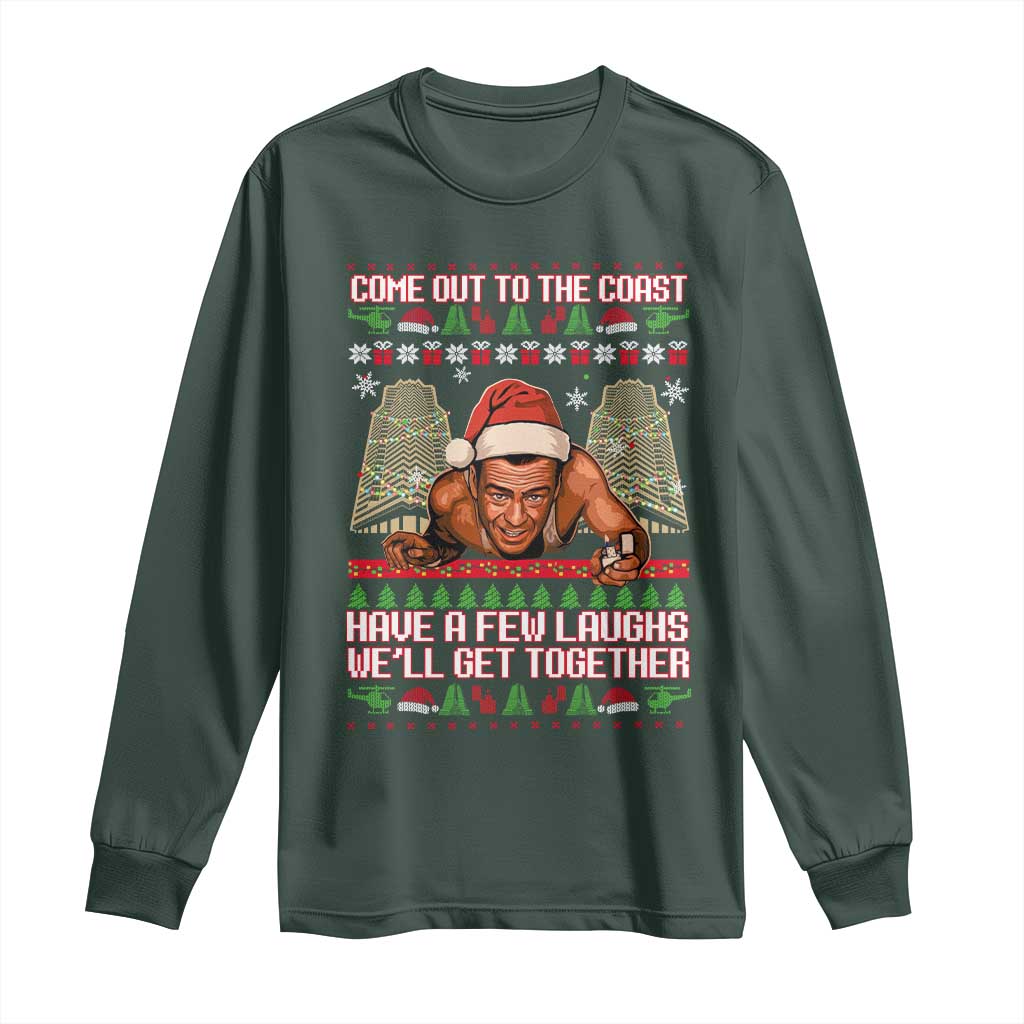 Nakatomi Plaza Party 1988 Long Sleeve Shirt Come Out To The Coast Mcclane Ugly Xmas TS10 Dark Forest Green Print Your Wear