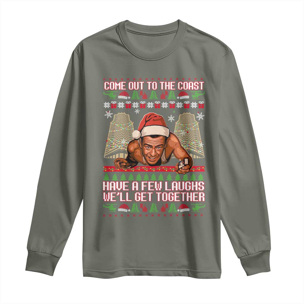 Nakatomi Plaza Party 1988 Long Sleeve Shirt Come Out To The Coast Mcclane Ugly Xmas TS10 Military Green Print Your Wear