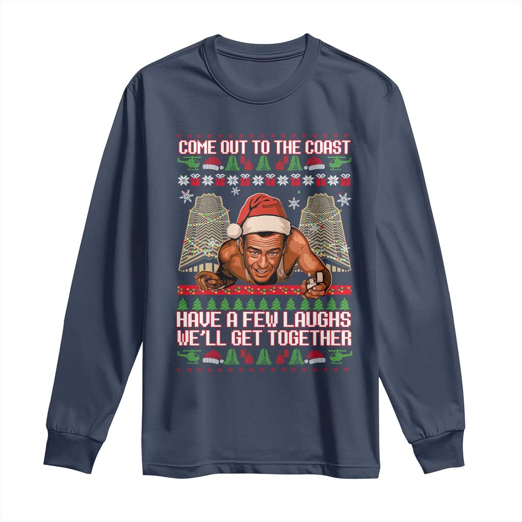Nakatomi Plaza Party 1988 Long Sleeve Shirt Come Out To The Coast Mcclane Ugly Xmas TS10 Navy Print Your Wear