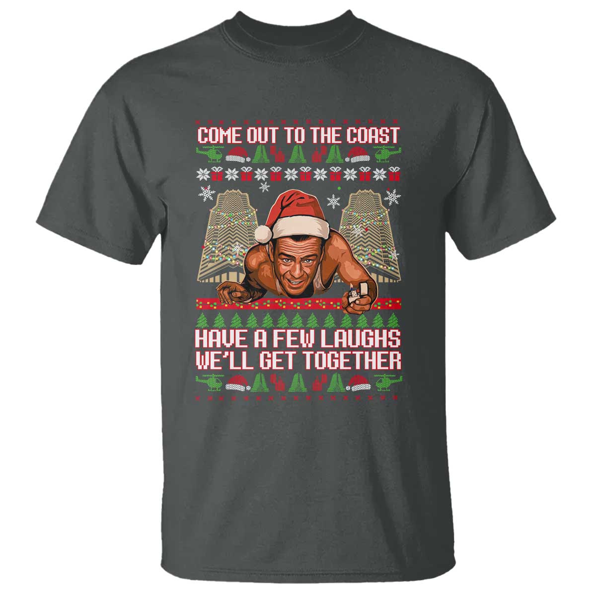 Nakatomi Plaza Party 1988 T Shirt Come Out To The Coast Mcclane Ugly Xmas TS10 Dark Heather Print Your Wear