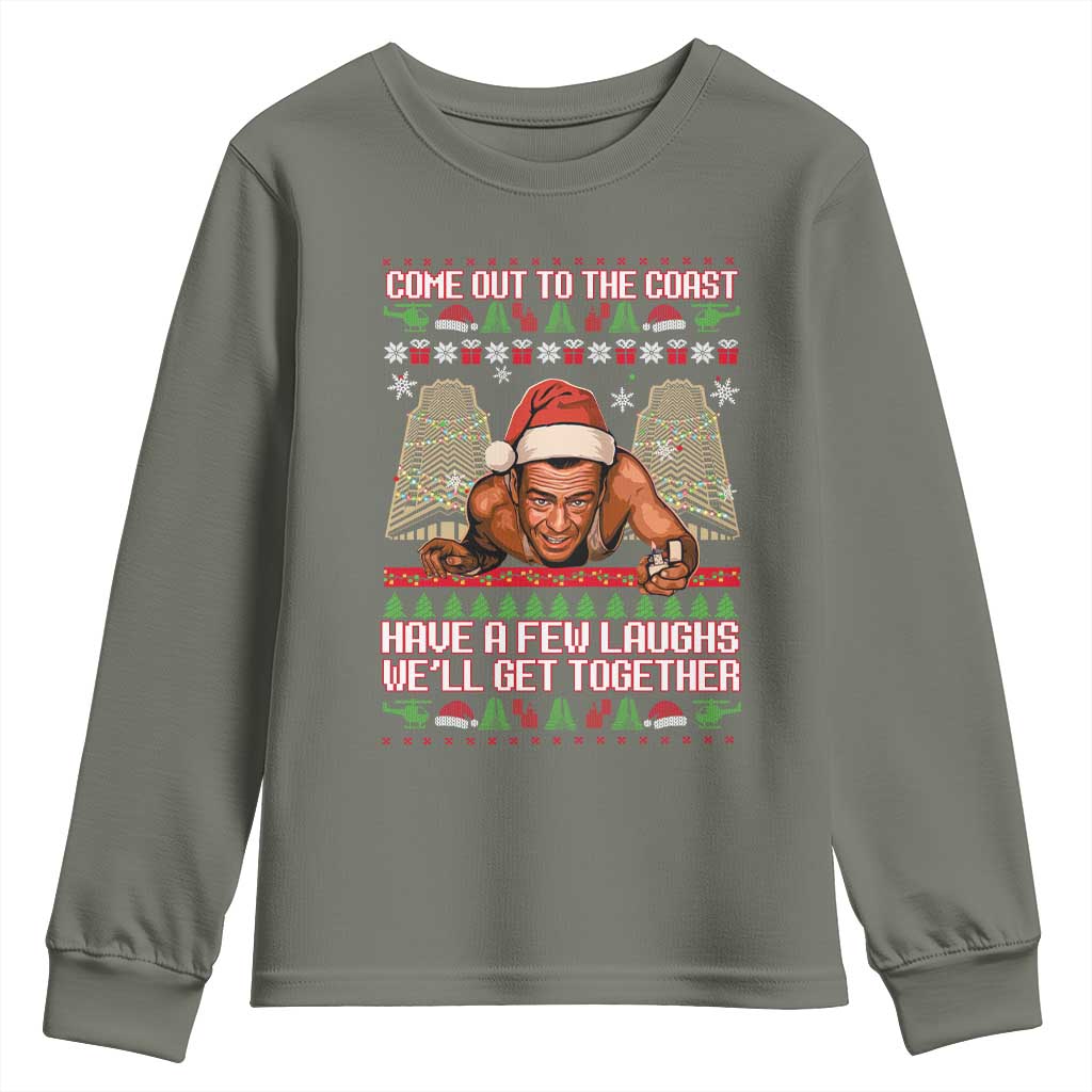 Nakatomi Plaza Party 1988 Youth Sweatshirt Come Out To The Coast Mcclane Ugly Xmas TS10 Military Green Print Your Wear