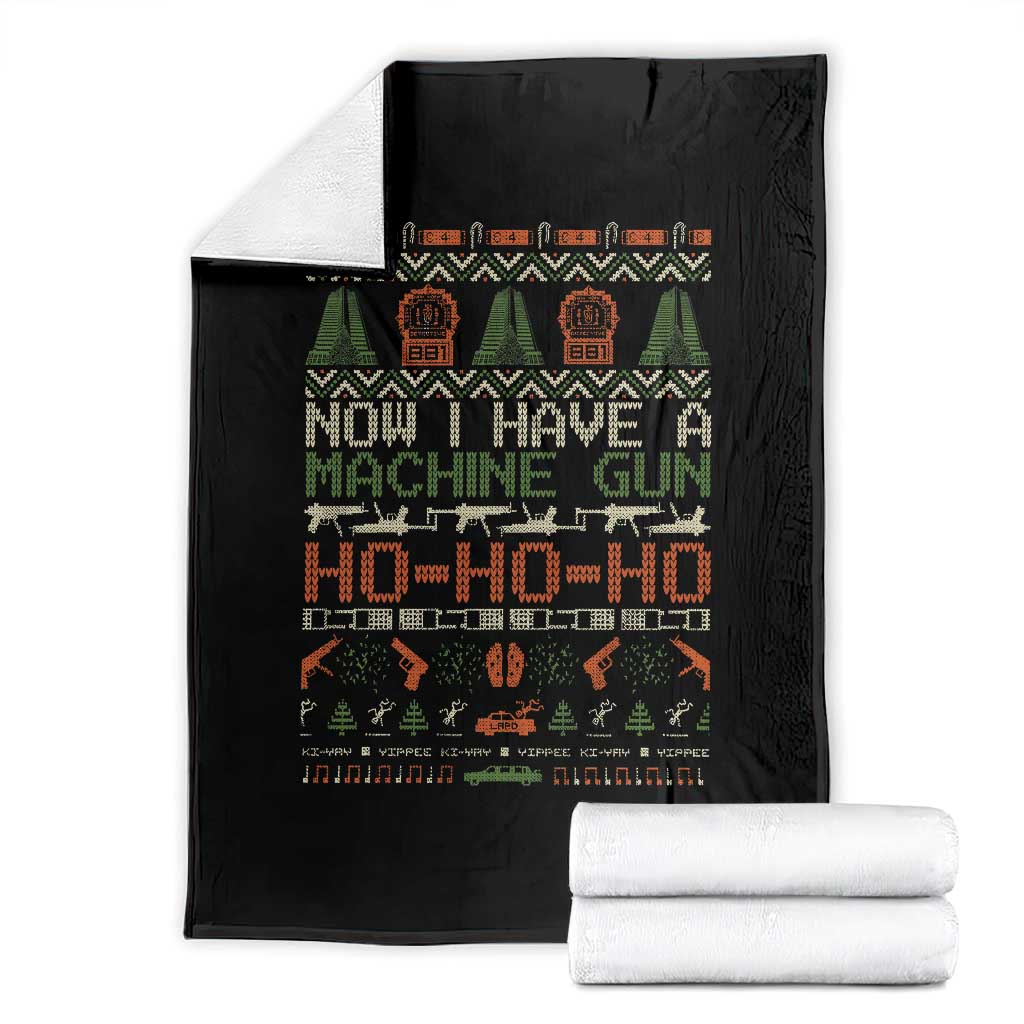 Now I Have A Machine Gun Throw Blanket Christmas 90s Movie Ugly Xmas TS10 Black Print Your Wear
