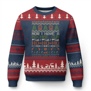 Now I Have A Machine Gun Ugly Christmas Sweater Xmas 90s Movie Ugly Xmas TS10 Navy Red Print Your Wear