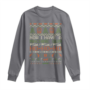 Now I Have A Machine Gun Long Sleeve Shirt Christmas 90s Movie Ugly Xmas TS10 Charcoal Print Your Wear