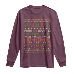 Now I Have A Machine Gun Long Sleeve Shirt Christmas 90s Movie Ugly Xmas TS10 Maroon Print Your Wear