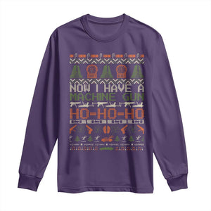 Now I Have A Machine Gun Long Sleeve Shirt Christmas 90s Movie Ugly Xmas TS10 Purple Print Your Wear