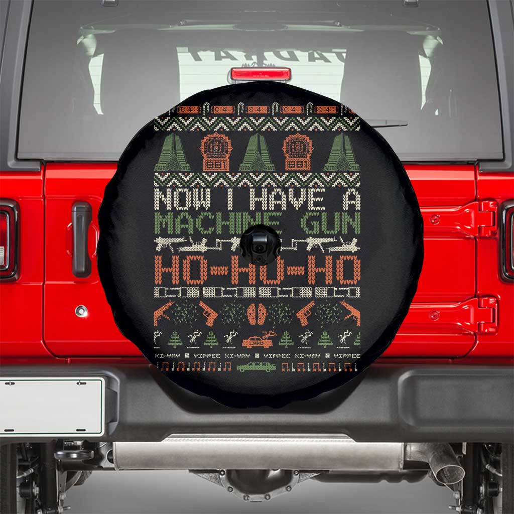 Now I Have A Machine Gun Spare Tire Cover Christmas 90s Movie Ugly Xmas TS10 Black Print Your Wear