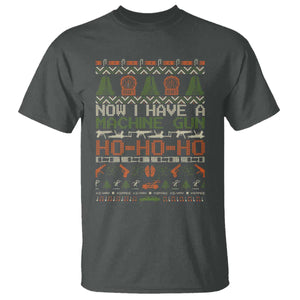 Now I Have A Machine Gun T Shirt Christmas 90s Movie Ugly Xmas TS10 Dark Heather Print Your Wear