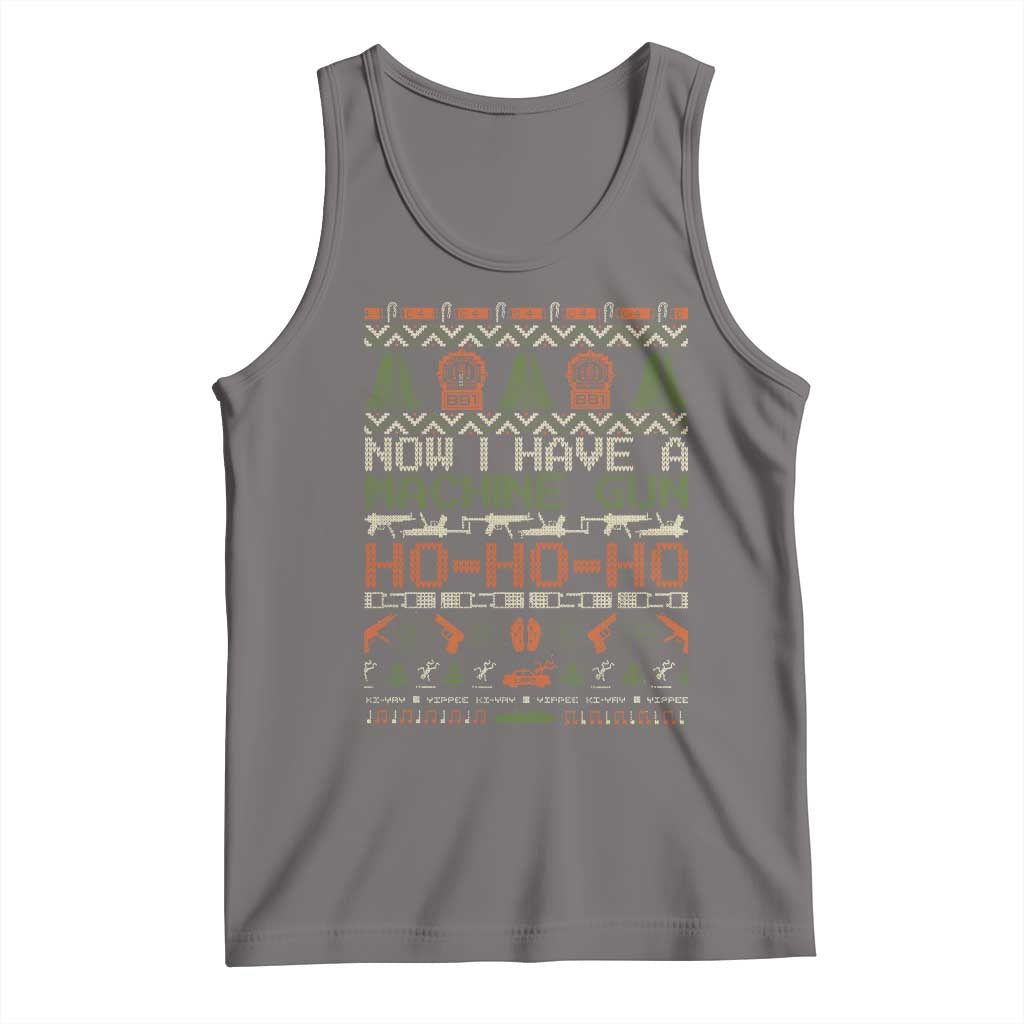 Now I Have A Machine Gun Tank Top Christmas 90s Movie Ugly Xmas TS10 Deep Heather Print Your Wear