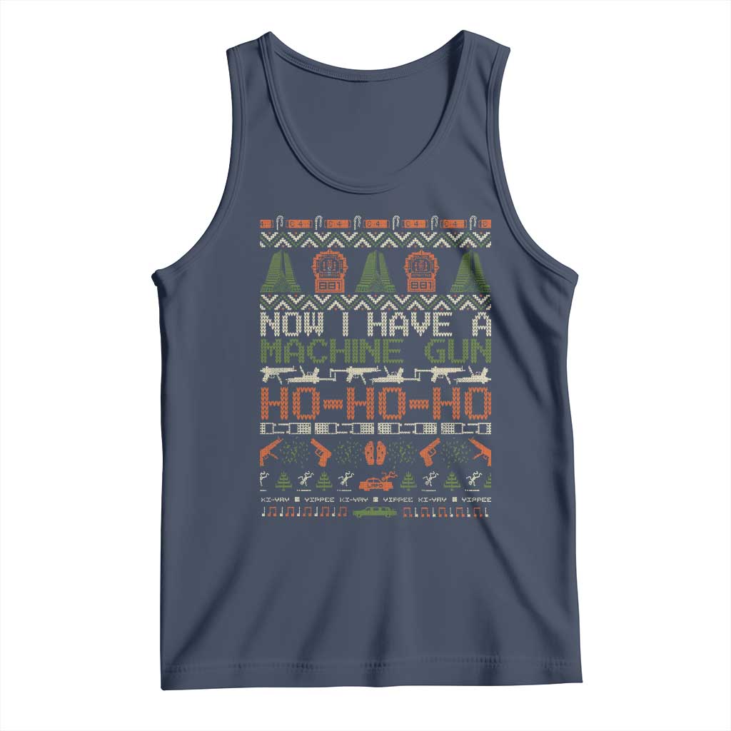 Now I Have A Machine Gun Tank Top Christmas 90s Movie Ugly Xmas TS10 Navy Print Your Wear