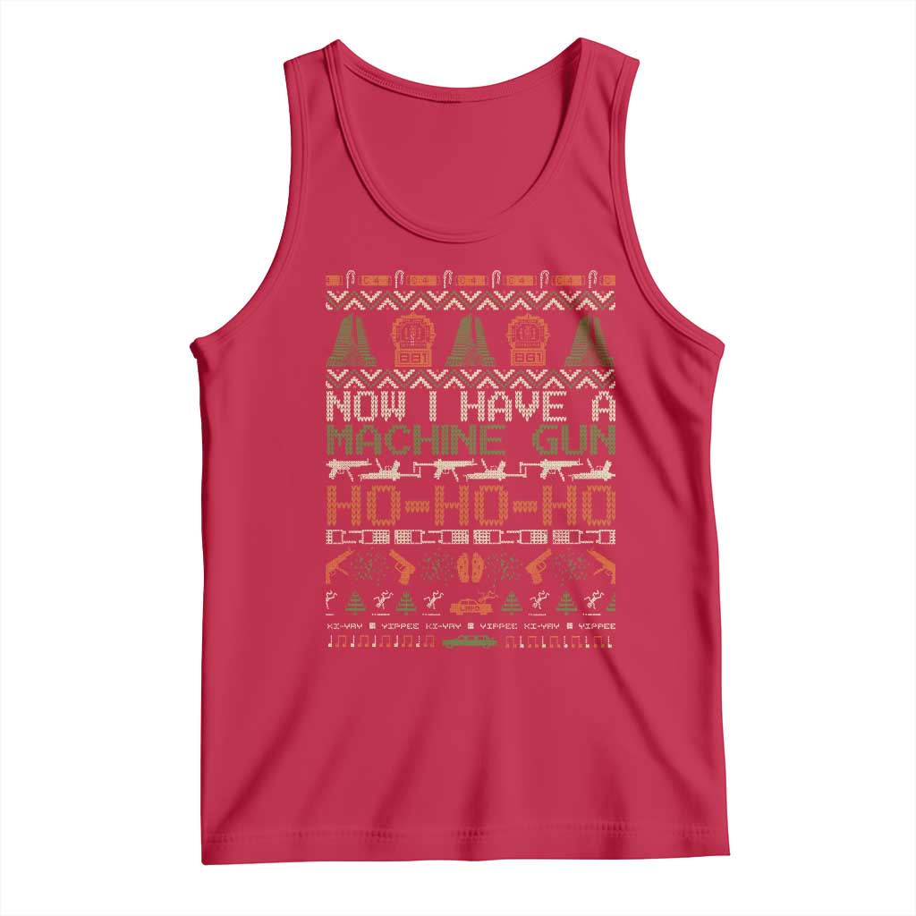 Now I Have A Machine Gun Tank Top Christmas 90s Movie Ugly Xmas TS10 Red Print Your Wear