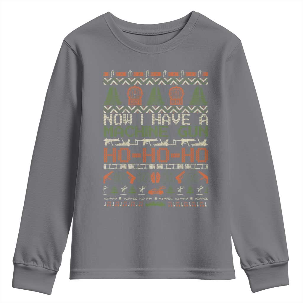 Now I Have A Machine Gun Youth Sweatshirt Christmas 90s Movie Ugly Xmas TS10 Charcoal Print Your Wear