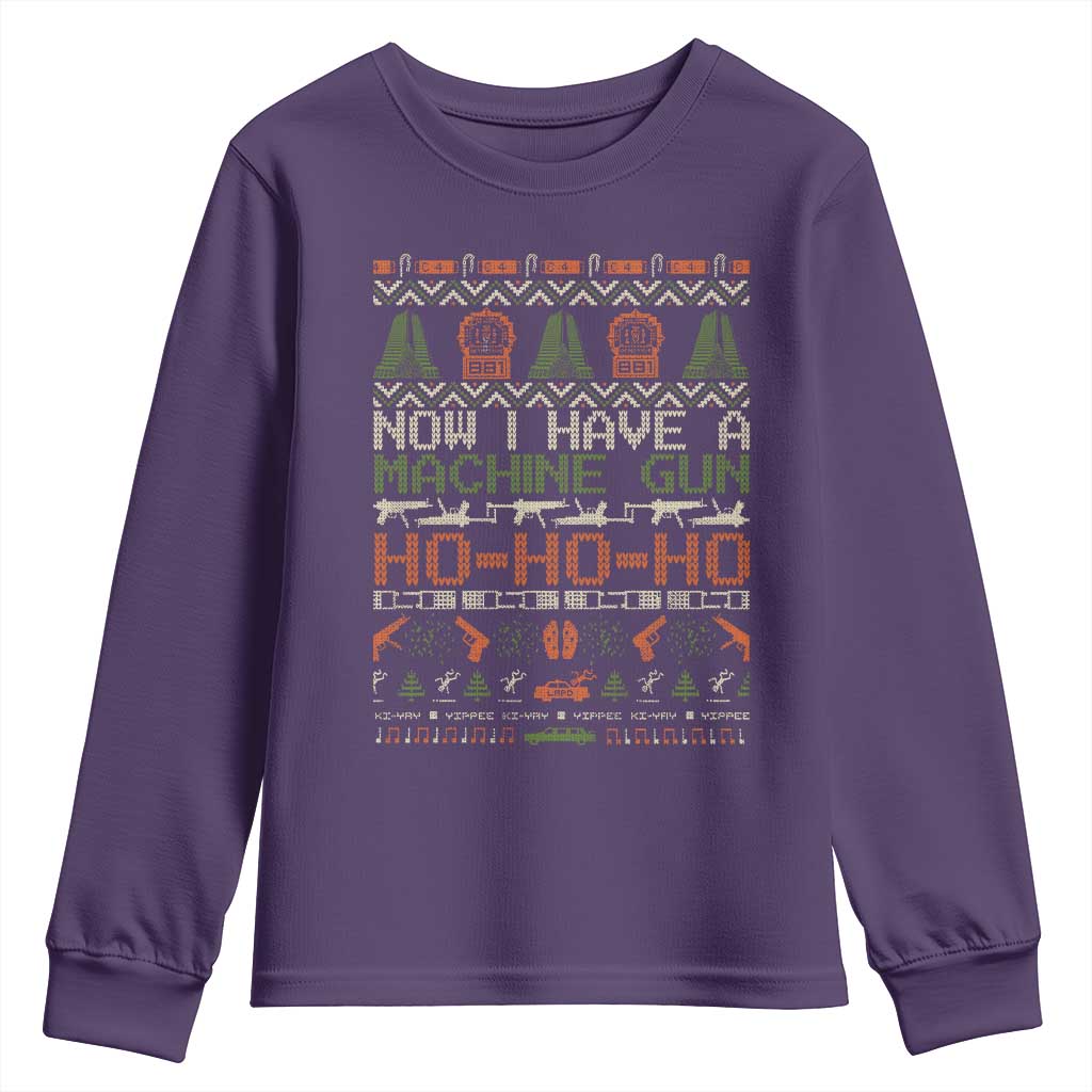Now I Have A Machine Gun Youth Sweatshirt Christmas 90s Movie Ugly Xmas TS10 Purple Print Your Wear