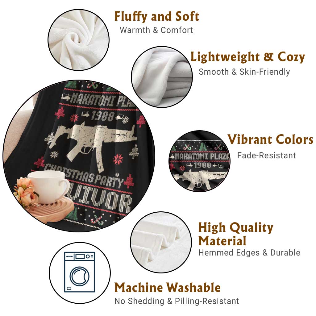 Nakatomi Plaza Christmas Party Throw Blanket Funny 80's Die Movie 1988 Ugly Christmas TS10 Print Your Wear