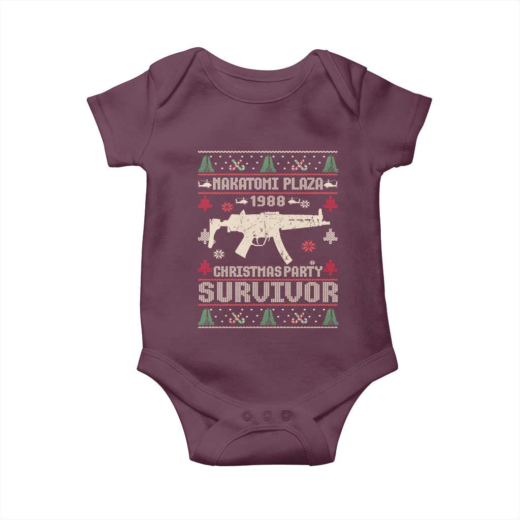 Nakatomi Plaza Christmas Party Baby Onesie Funny 80's Die Movie 1988 Ugly Christmas TS10 Maroon Print Your Wear
