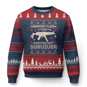 Nakatomi Plaza Xmas Party Ugly Christmas Sweater Funny 80's Die Movie 1988 Ugly Xmas TS10 Navy Red Print Your Wear