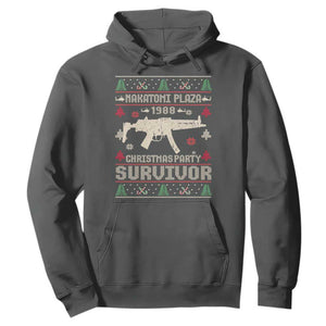 Nakatomi Plaza Christmas Party Hoodie Funny 80's Die Movie 1988 Ugly Christmas TS10 Dark Heather Print Your Wear