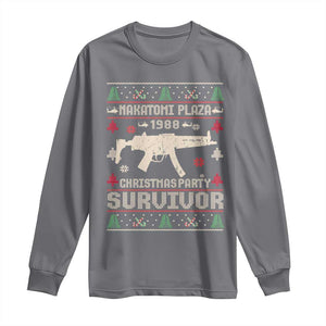Nakatomi Plaza Christmas Party Long Sleeve Shirt Funny 80's Die Movie 1988 Ugly Christmas TS10 Charcoal Print Your Wear