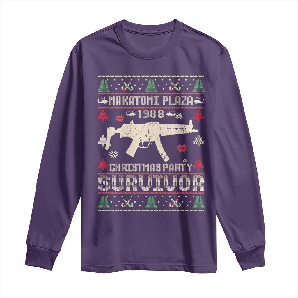 Nakatomi Plaza Christmas Party Long Sleeve Shirt Funny 80's Die Movie 1988 Ugly Christmas TS10 Purple Print Your Wear