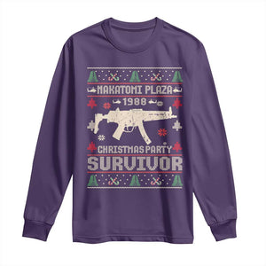 Nakatomi Plaza Christmas Party Long Sleeve Shirt Funny 80's Die Movie 1988 Ugly Christmas TS10 Purple Print Your Wear