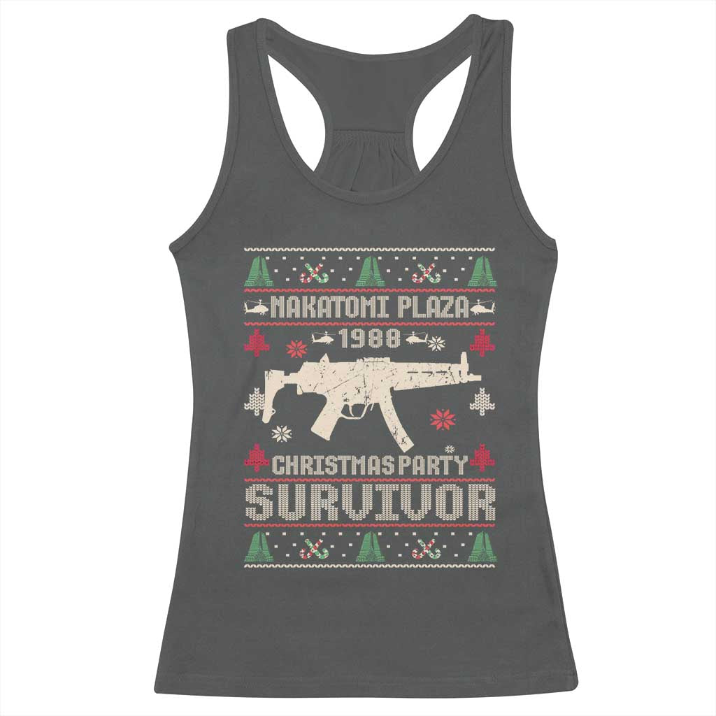 Nakatomi Plaza Christmas Party Racerback Tank Top Funny 80's Die Movie 1988 Ugly Christmas TS10 Dark Heather Print Your Wear