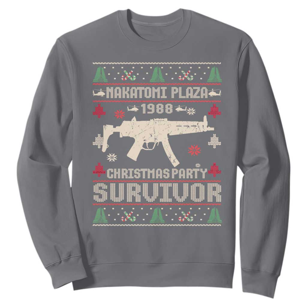 Nakatomi Plaza Christmas Party Sweatshirt Funny 80's Die Movie 1988 Ugly Christmas TS10 Charcoal Print Your Wear