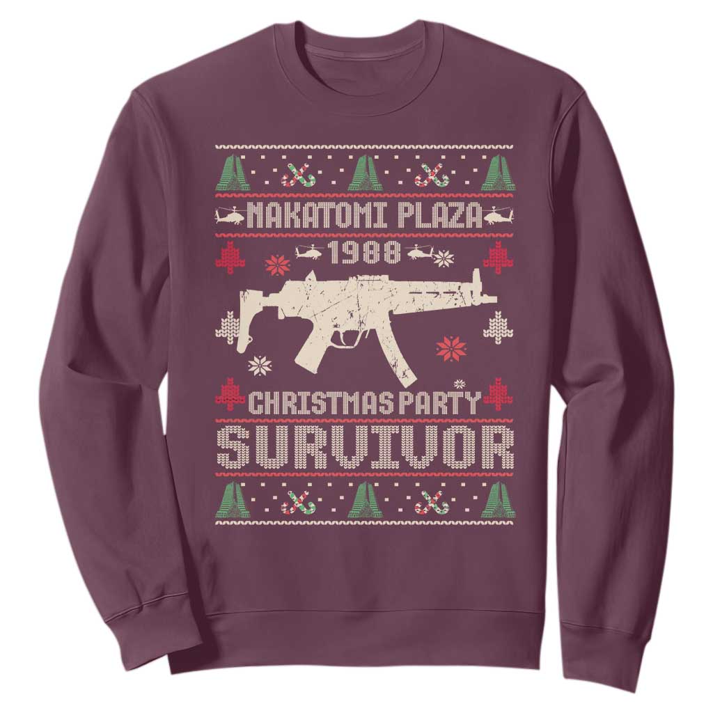 Nakatomi Plaza Christmas Party Sweatshirt Funny 80's Die Movie 1988 Ugly Christmas TS10 Maroon Print Your Wear