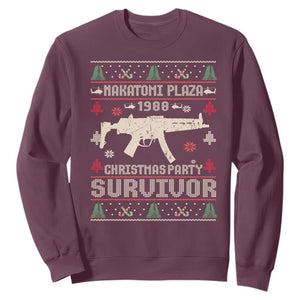 Nakatomi Plaza Christmas Party Sweatshirt Funny 80's Die Movie 1988 Ugly Christmas TS10 Maroon Print Your Wear