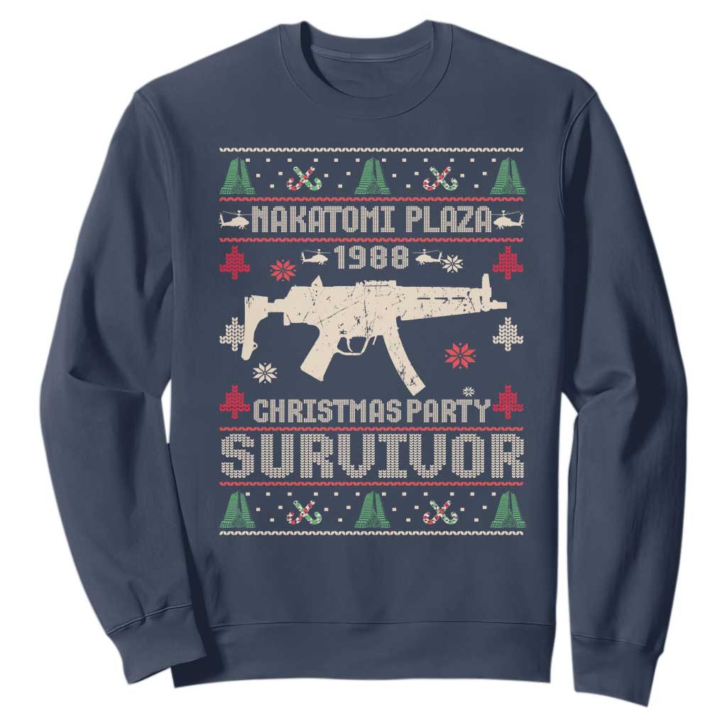 Nakatomi Plaza Christmas Party Sweatshirt Funny 80's Die Movie 1988 Ugly Christmas TS10 Navy Print Your Wear