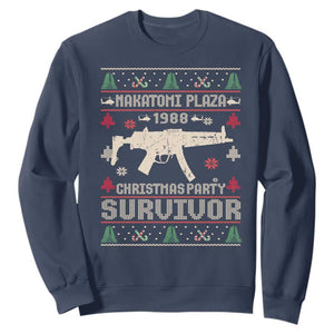 Nakatomi Plaza Christmas Party Sweatshirt Funny 80's Die Movie 1988 Ugly Christmas TS10 Navy Print Your Wear