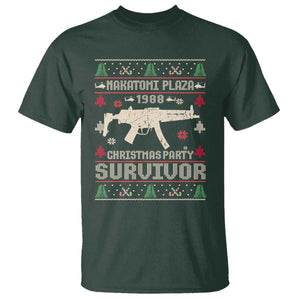 Nakatomi Plaza Christmas Party T Shirt Funny 80's Die Movie 1988 Ugly Christmas TS10 Dark Forest Green Print Your Wear