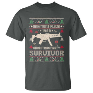 Nakatomi Plaza Christmas Party T Shirt Funny 80's Die Movie 1988 Ugly Christmas TS10 Dark Heather Print Your Wear