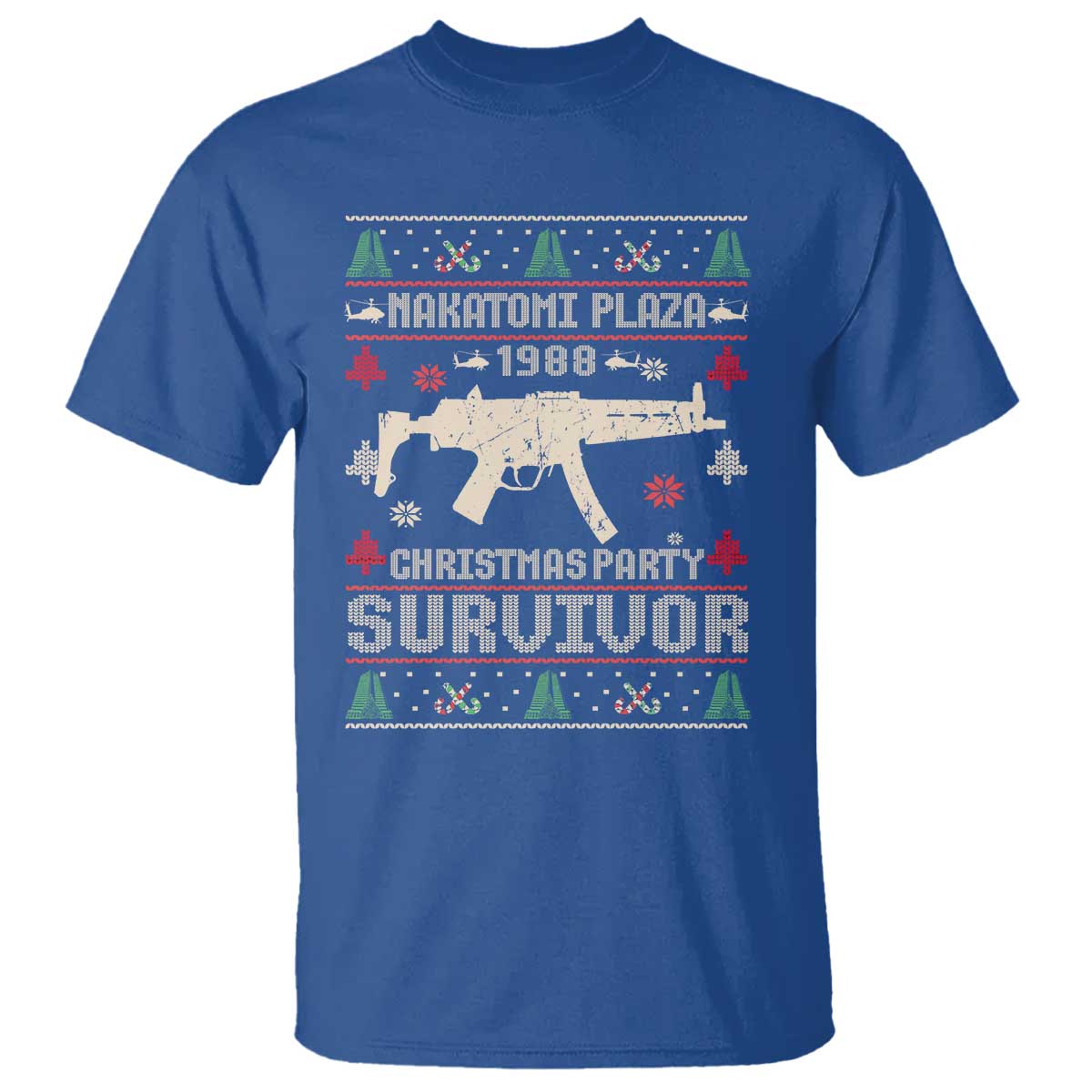 Nakatomi Plaza Christmas Party T Shirt Funny 80's Die Movie 1988 Ugly Christmas TS10 Royal Blue Print Your Wear