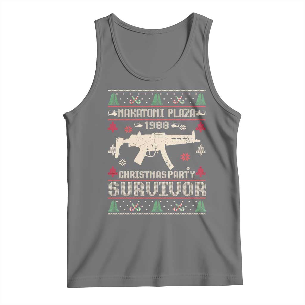 Nakatomi Plaza Christmas Party Tank Top Funny 80's Die Movie 1988 Ugly Christmas TS10 Black Heather Print Your Wear