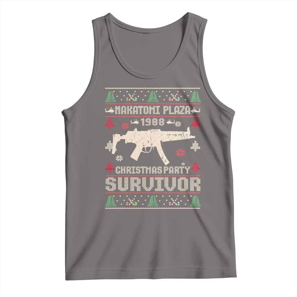 Nakatomi Plaza Christmas Party Tank Top Funny 80's Die Movie 1988 Ugly Christmas TS10 Deep Heather Print Your Wear